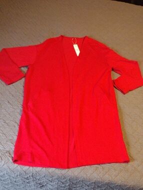 Women’s Open-Front Red Cardigan Sweater